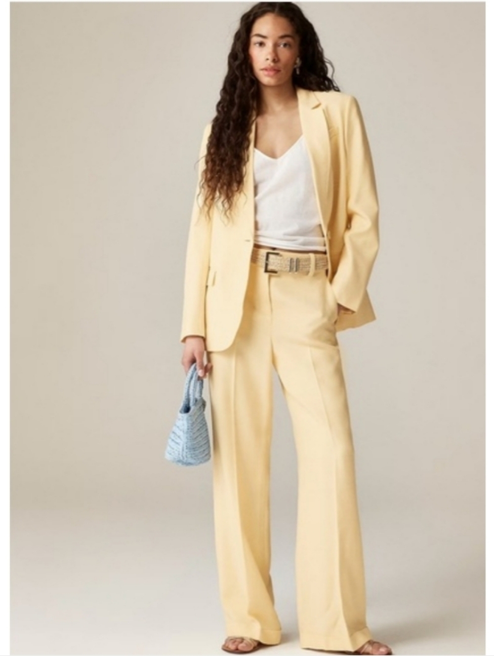 J.Crew Cuffed Wide-Leg Trouser in Luster Canvas